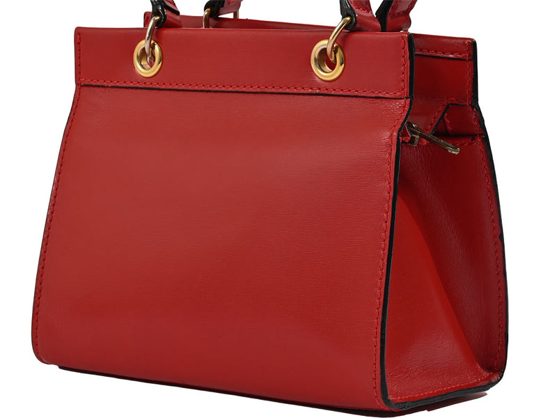 Celine Square Mini 2WAY Shoulder Bag Handbag Red Women's Leather Small Mini Bag