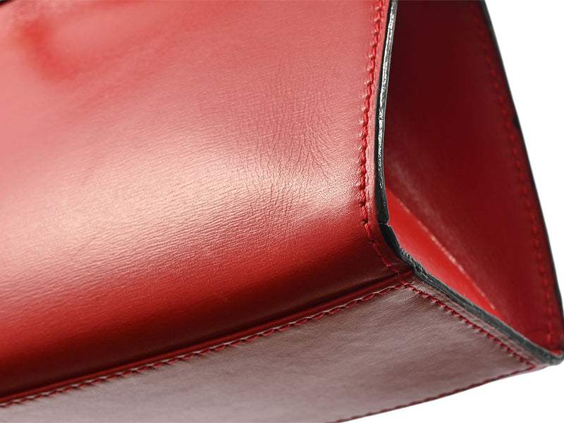 Celine Square Mini 2WAY Shoulder Bag Handbag Red Women's Leather Small Mini Bag