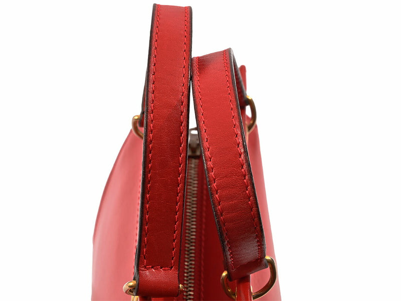 Celine Square Mini 2WAY Shoulder Bag Handbag Red Women's Leather Small Mini Bag