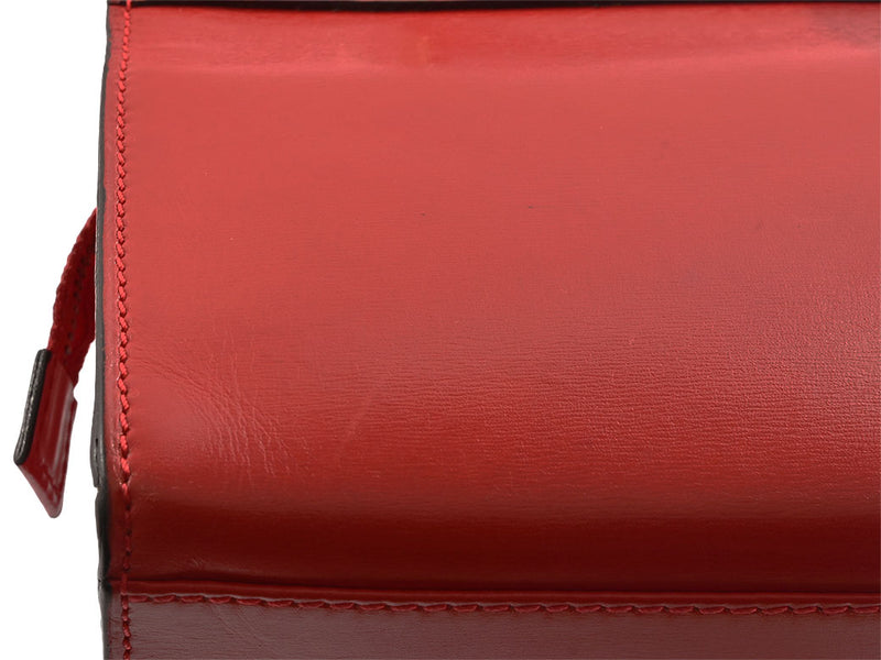 Celine Square Mini 2WAY Shoulder Bag Handbag Red Women's Leather Small Mini Bag