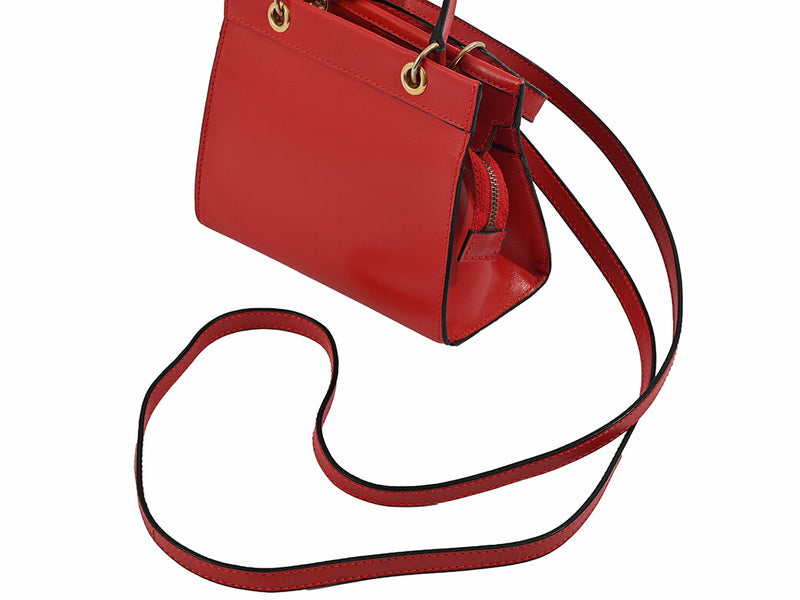 Celine Square Mini 2WAY Shoulder Bag Handbag Red Women's Leather Small Mini Bag