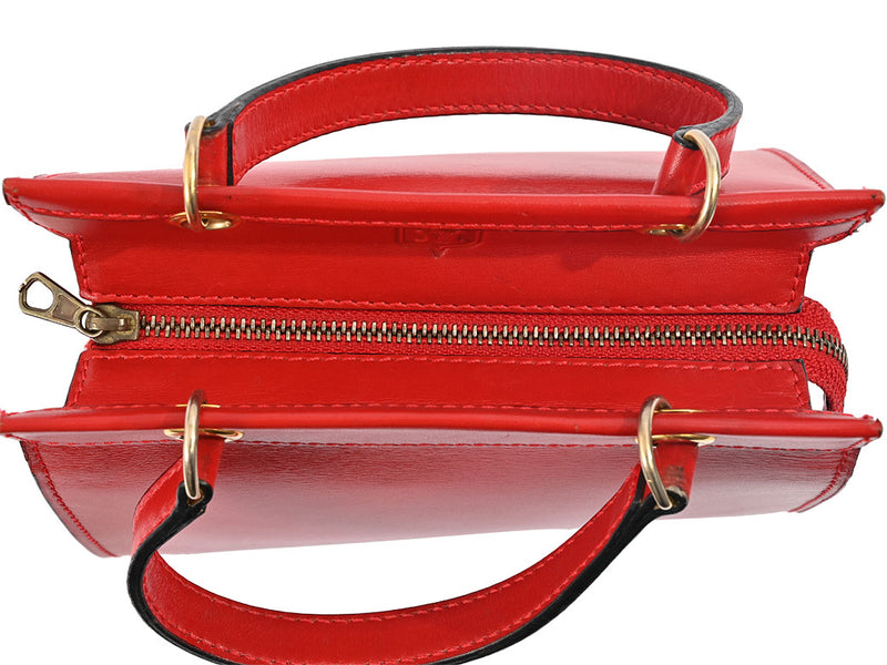 Celine Square Mini 2WAY Shoulder Bag Handbag Red Women's Leather Small Mini Bag