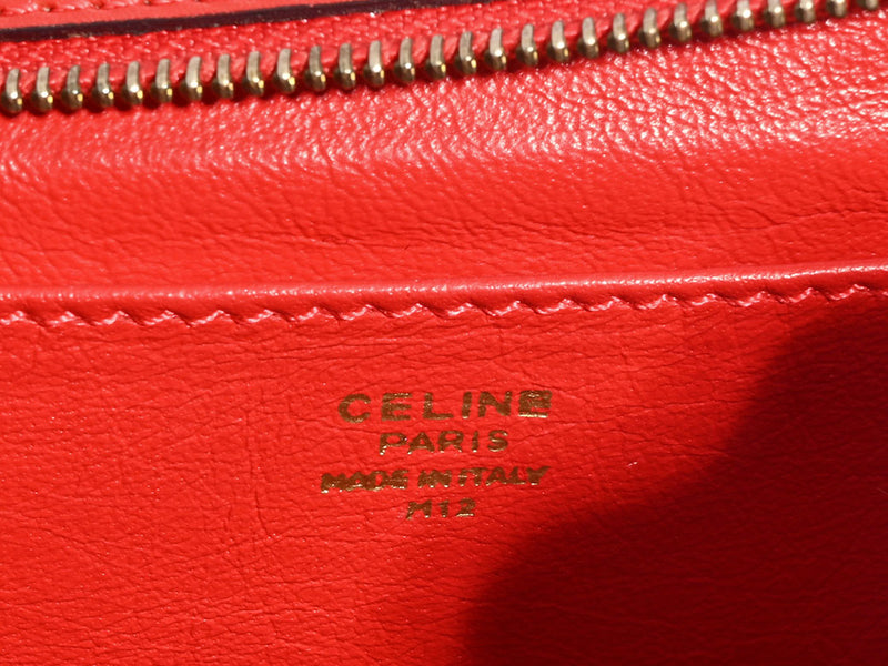 Celine Square Mini 2WAY Shoulder Bag Handbag Red Women's Leather Small Mini Bag