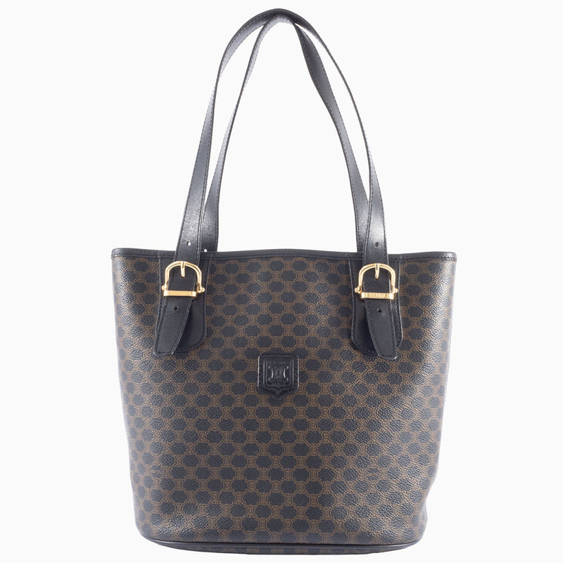 Celine Macadam Tote Bag PVC | Leather Black Women's Hand Old Vintage Brazon