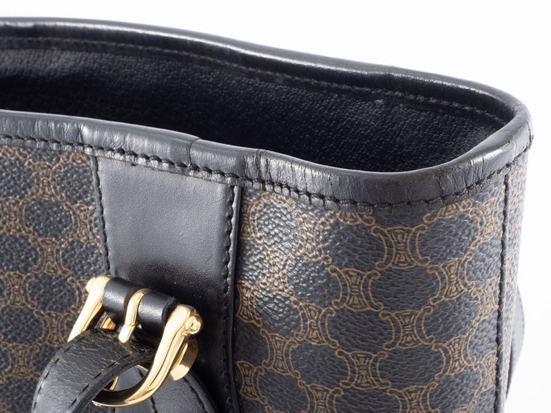 Celine Macadam Tote Bag PVC | Leather Black Women's Hand Old Vintage Brazon