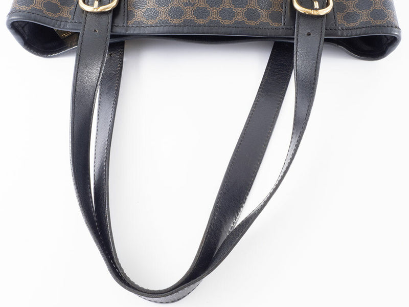 Celine Macadam Tote Bag PVC | Leather Black Women's Hand Old Vintage Brazon
