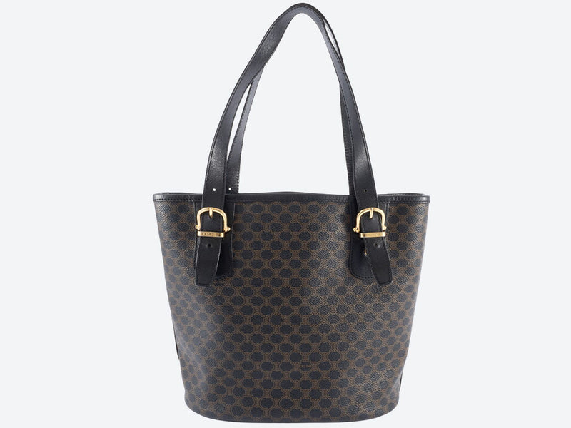 Celine Macadam Tote Bag PVC | Leather Black Women's Hand Old Vintage Brazon