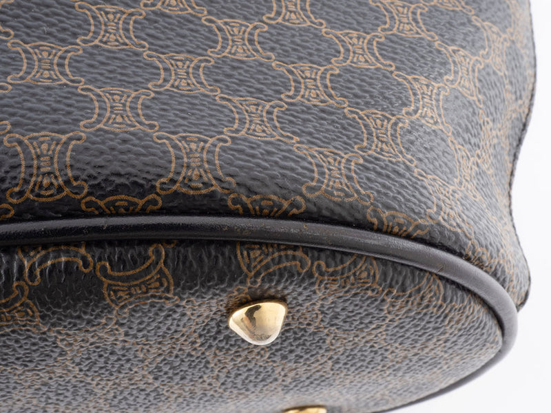 Celine Macadam Tote Bag PVC | Leather Black Women's Hand Old Vintage Brazon
