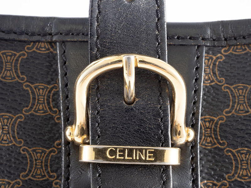 Celine Macadam Tote Bag PVC | Leather Black Women's Hand Old Vintage Brazon