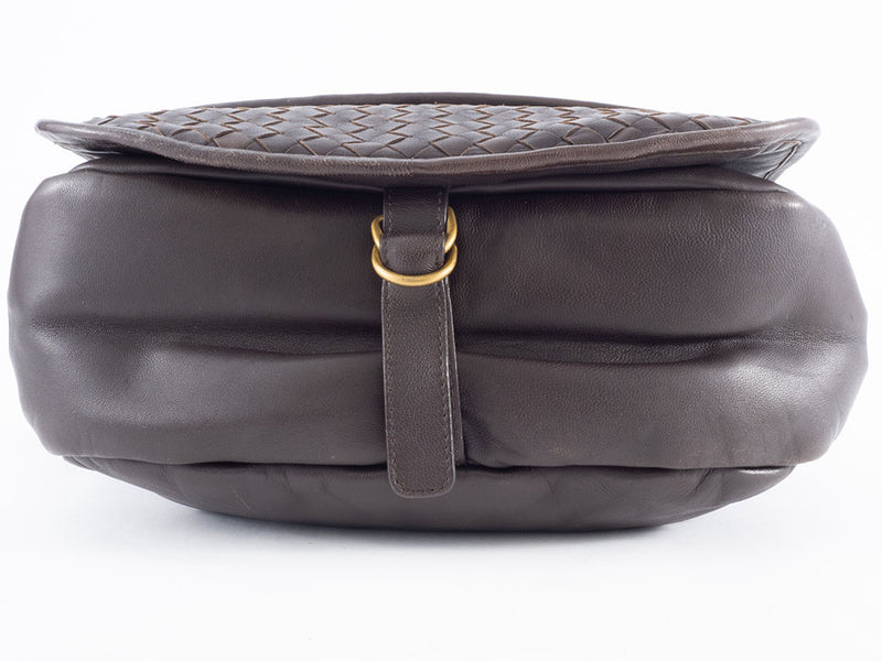 Bottega Veneta Intrecciato Shoulder Bag 199746 Leather Dark Brown Women's A4