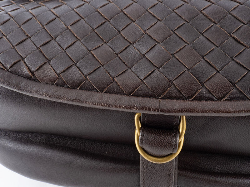 Bottega Veneta Intrecciato Shoulder Bag 199746 Leather Dark Brown Women's A4