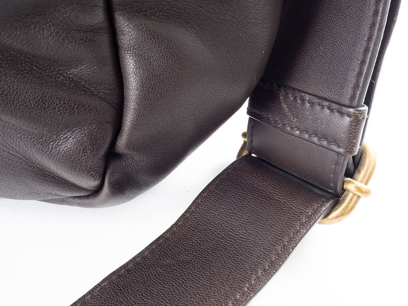 Bottega Veneta Intrecciato Shoulder Bag 199746 Leather Dark Brown Women's A4