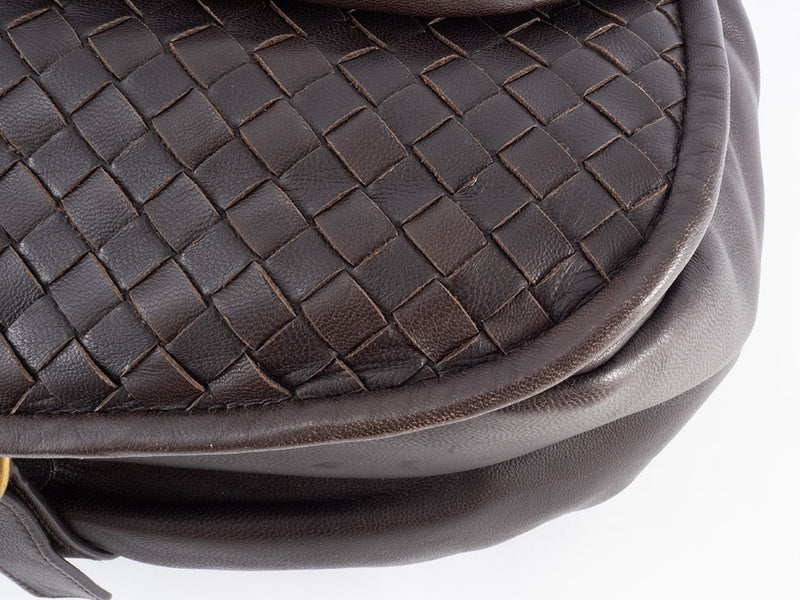 Bottega Veneta Intrecciato Shoulder Bag 199746 Leather Dark Brown Women's A4