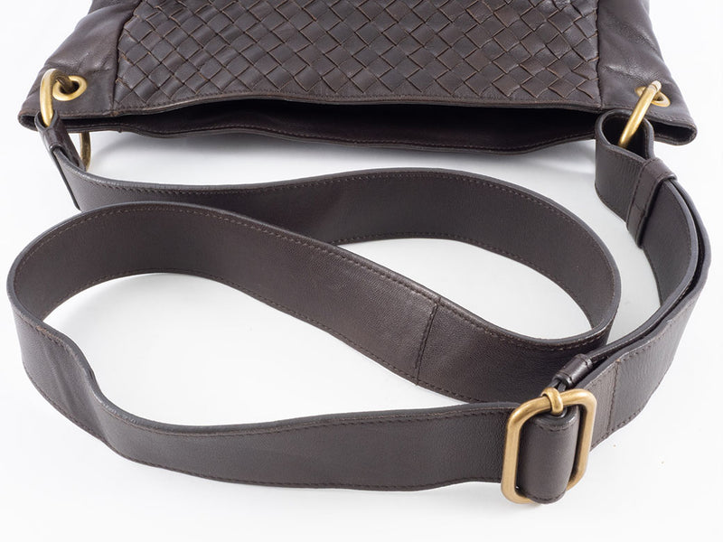 Bottega Veneta Intrecciato Shoulder Bag 199746 Leather Dark Brown Women's A4