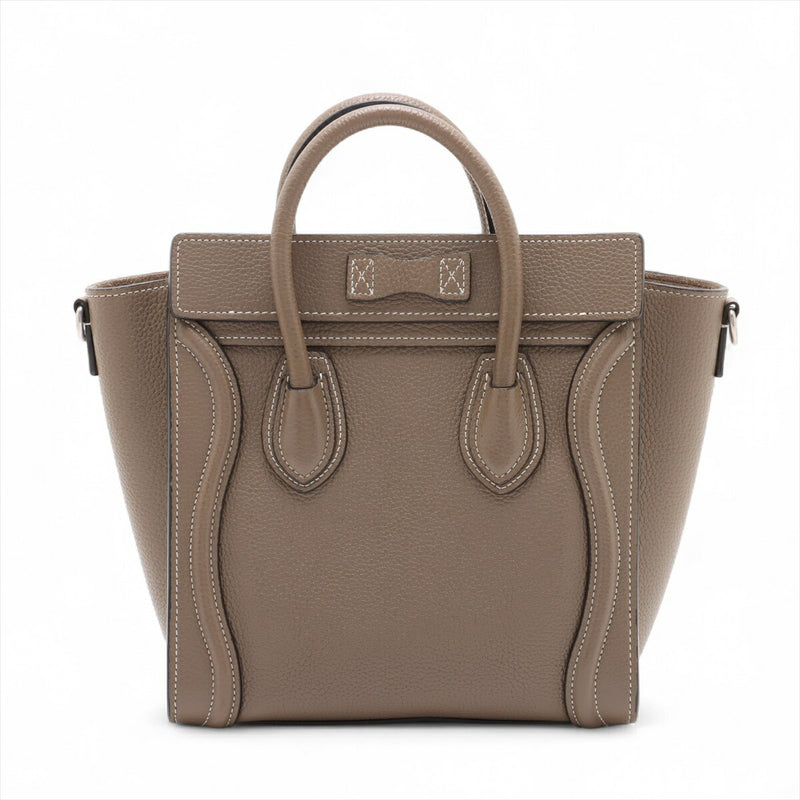 [Used] Celine Luggage Nano Shopper Leather 2WAY Handbag Greige