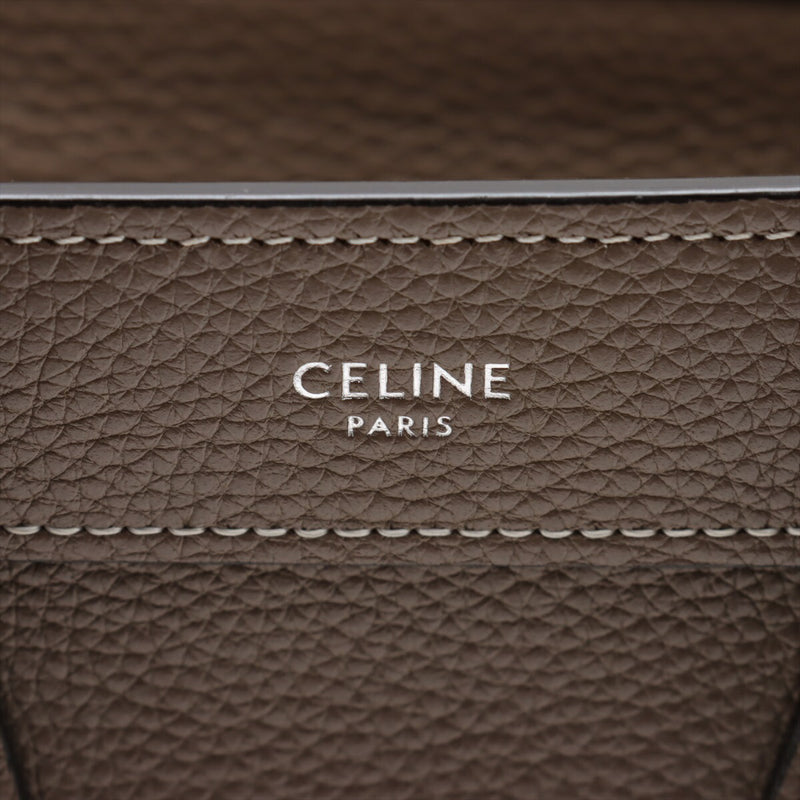 [Used] Celine Luggage Nano Shopper Leather 2WAY Handbag Greige