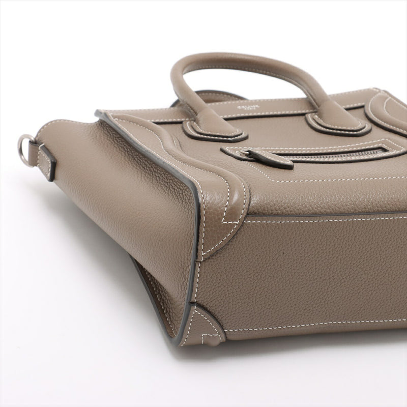 [Used] Celine Luggage Nano Shopper Leather 2WAY Handbag Greige