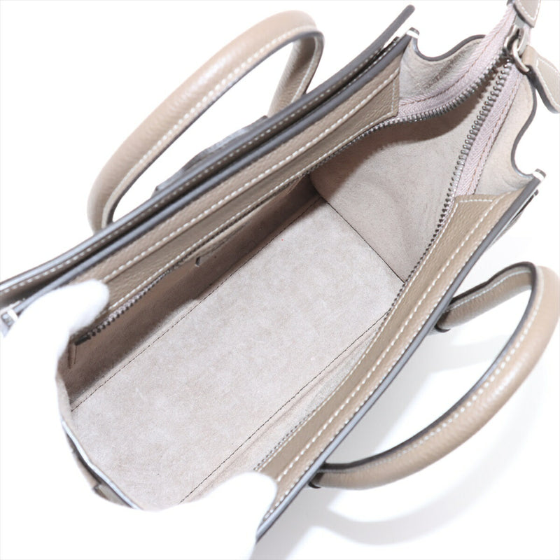 [Used] Celine Luggage Nano Shopper Leather 2WAY Handbag Greige
