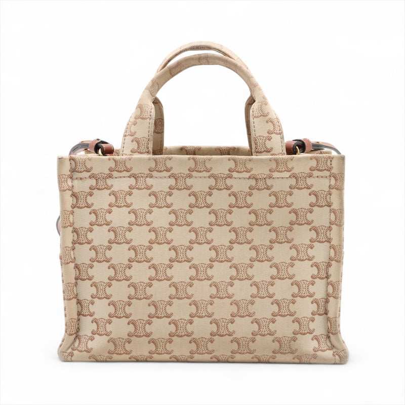 [Used] Celine Triomphe Cabatice Canvas 2WAY Handbag Beige x Brown