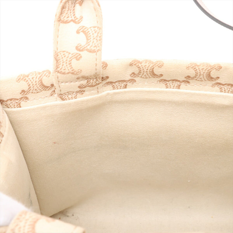 [Used] Celine Triomphe Cabatice Canvas 2WAY Handbag Beige x Brown