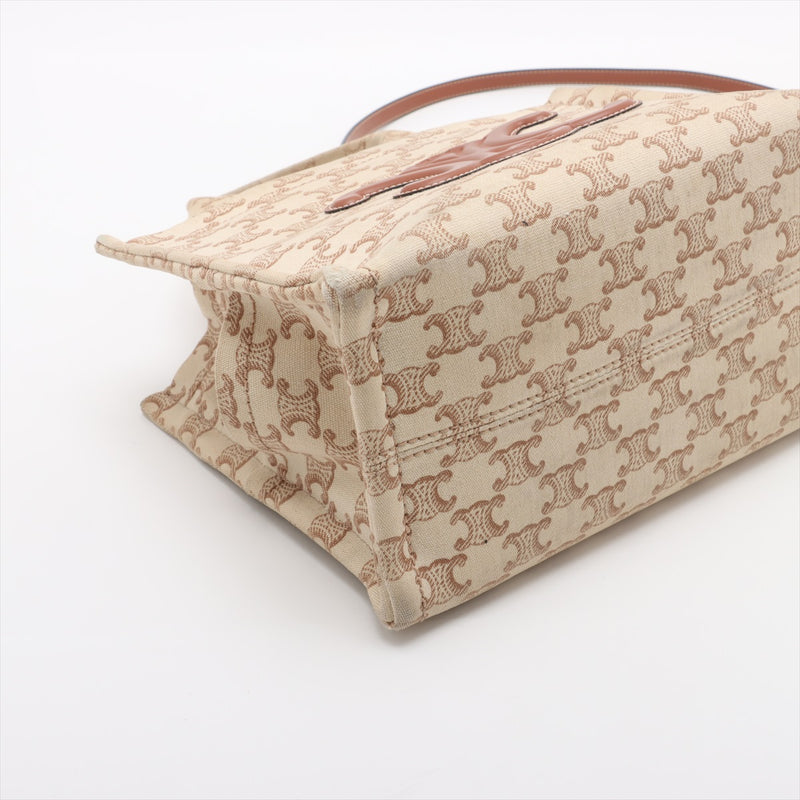 [Used] Celine Triomphe Cabatice Canvas 2WAY Handbag Beige x Brown