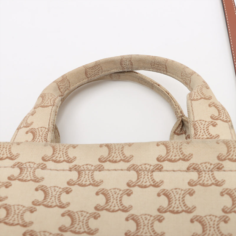 [Used] Celine Triomphe Cabatice Canvas 2WAY Handbag Beige x Brown