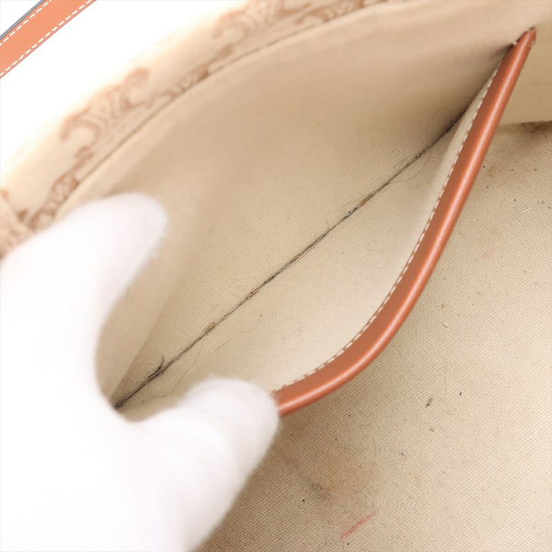 [Used] Celine Triomphe Cabatice Canvas 2WAY Handbag Beige x Brown