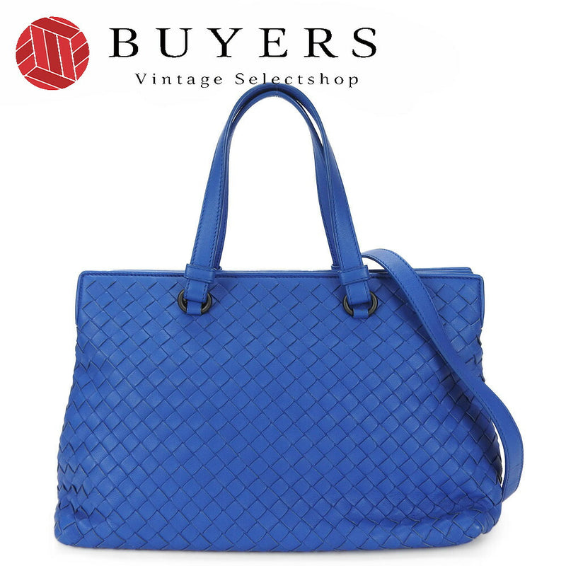 ☆ [Used] BOTTEGA VENETA 2WAY Handbag Shoulder Intrecciato Blue Women's Leather