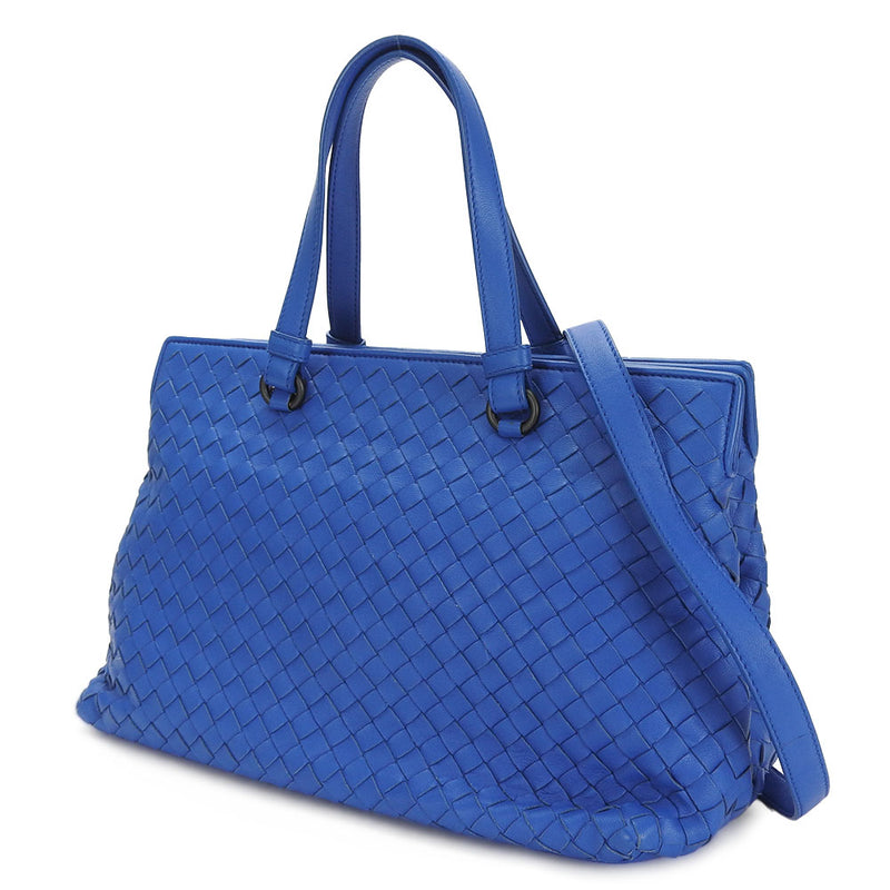 ☆ [Used] BOTTEGA VENETA 2WAY Handbag Shoulder Intrecciato Blue Women's Leather