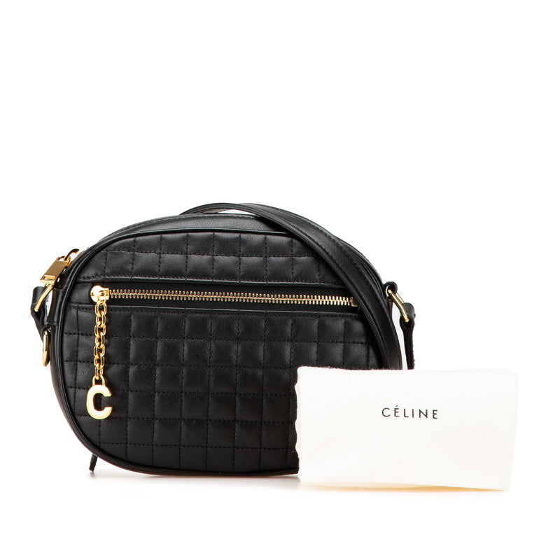 Celine C Charm Small Crossbody Shoulder Bag Camera Bag Black Leather Women's