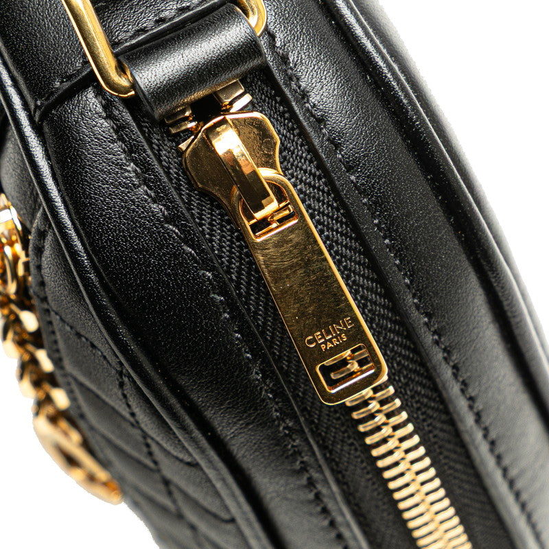 Celine C Charm Small Crossbody Shoulder Bag Camera Bag Black Leather Women's