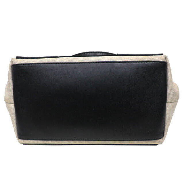 Balenciaga Navy Cabas S Tote Bag Canvas x Leather 339933 Ivory x Black 8077