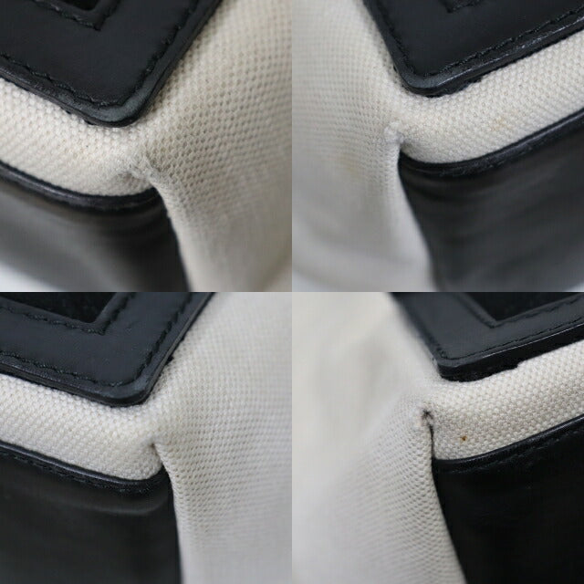 Balenciaga Navy Cabas S Tote Bag Canvas x Leather 339933 Ivory x Black 8077