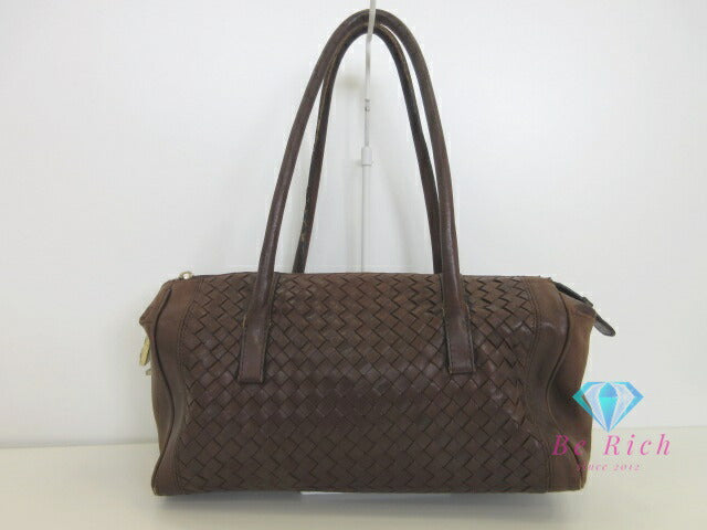 Bottega VENETA Intrecciato Mini Boston Bag Brown Leather Logo Handbag Bag
