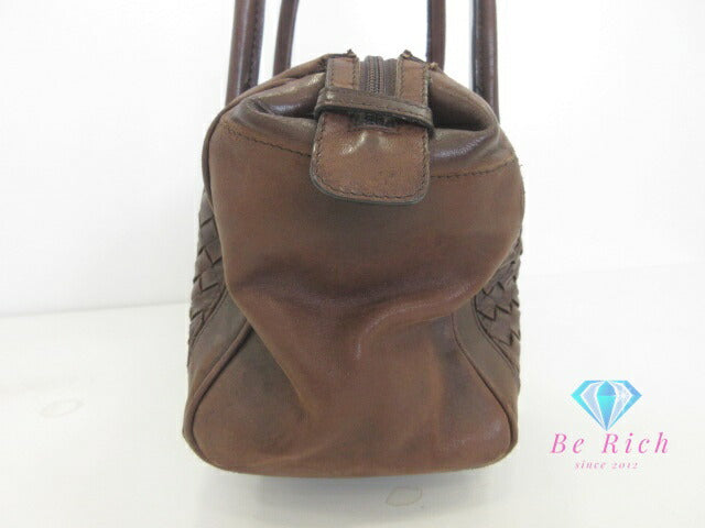 Bottega VENETA Intrecciato Mini Boston Bag Brown Leather Logo Handbag Bag
