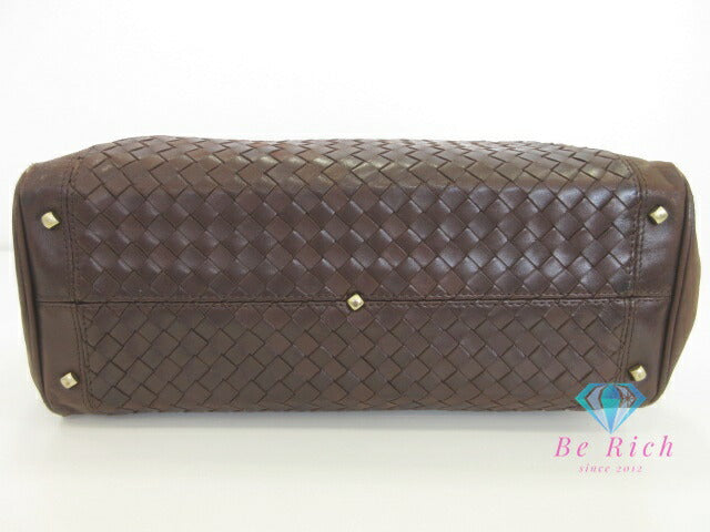 Bottega VENETA Intrecciato Mini Boston Bag Brown Leather Logo Handbag Bag