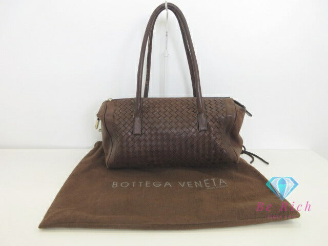 Bottega VENETA Intrecciato Mini Boston Bag Brown Leather Logo Handbag Bag