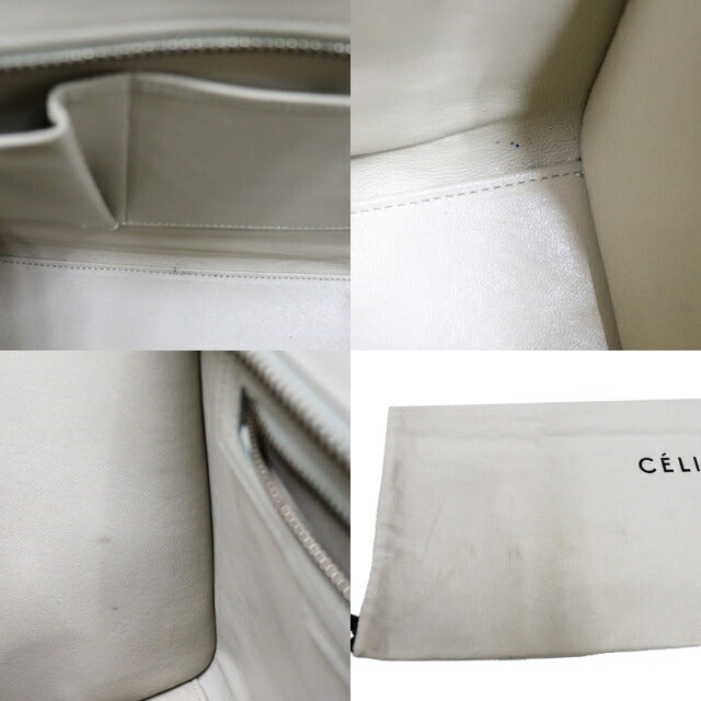 CELINE Luggage Micro Shopper Tote Bag Leather Khaki Antique Gold Hardware 8104