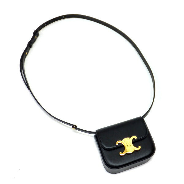 [★CELINE★] Celine's "Mini Claude Shoulder Bag" Black x Gold Hardware x Shiny