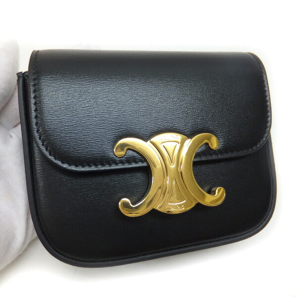 [★CELINE★] Celine's "Mini Claude Shoulder Bag" Black x Gold Hardware x Shiny