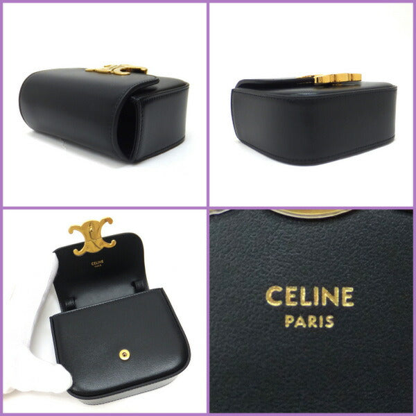 [★CELINE★] Celine's "Mini Claude Shoulder Bag" Black x Gold Hardware x Shiny