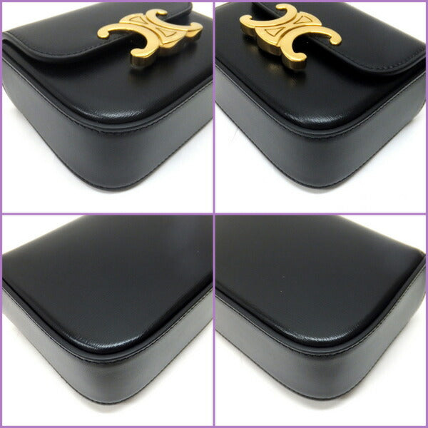 [★CELINE★] Celine's "Mini Claude Shoulder Bag" Black x Gold Hardware x Shiny