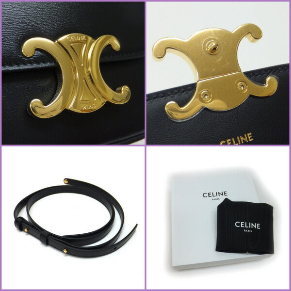 [★CELINE★] Celine's "Mini Claude Shoulder Bag" Black x Gold Hardware x Shiny
