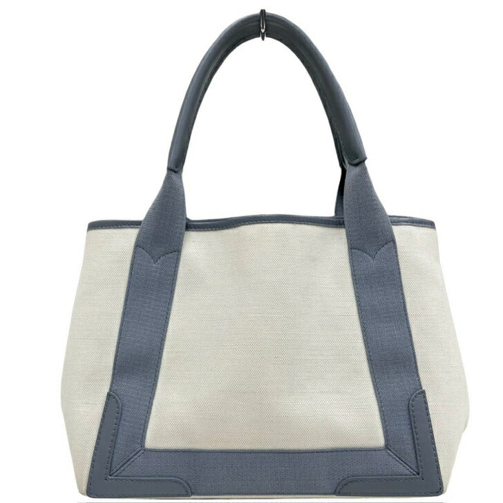 [Used] Balenciaga Navy Cabas S Canvas Tote Bag White x Gray Pouch included