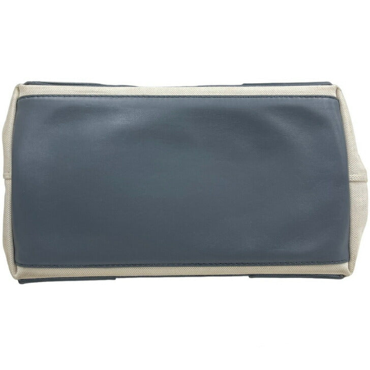 [Used] Balenciaga Navy Cabas S Canvas Tote Bag White x Gray Pouch included