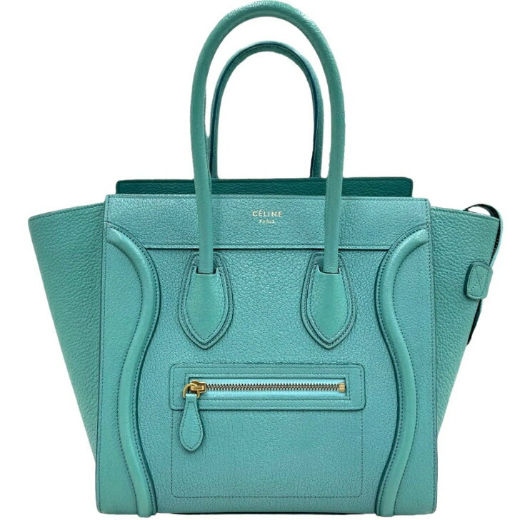 [Used] Celine Luggage Micro Blue Green Gold Hardware Tote Bag CELINE Free