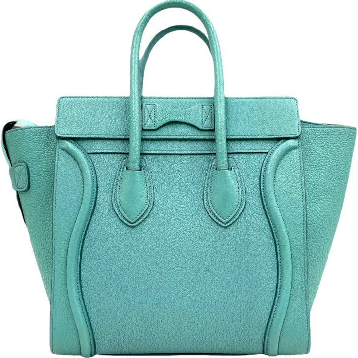 [Used] Celine Luggage Micro Blue Green Gold Hardware Tote Bag CELINE Free