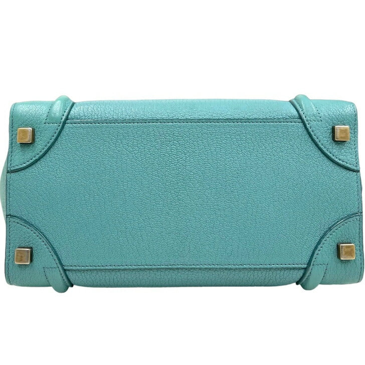 [Used] Celine Luggage Micro Blue Green Gold Hardware Tote Bag CELINE Free