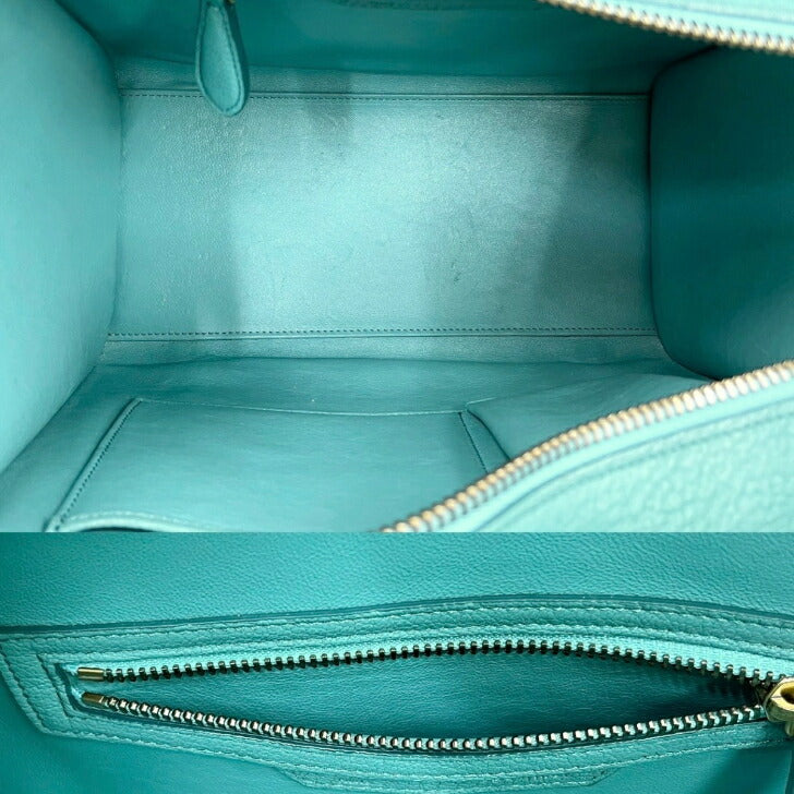 [Used] Celine Luggage Micro Blue Green Gold Hardware Tote Bag CELINE Free