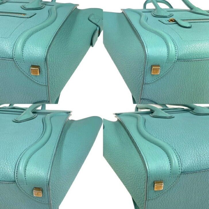[Used] Celine Luggage Micro Blue Green Gold Hardware Tote Bag CELINE Free